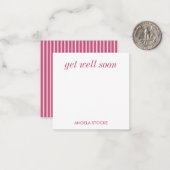 Persoonlijke Roze Witte Streep Notitiekaartje (Voorkant / Achterkant in situ)