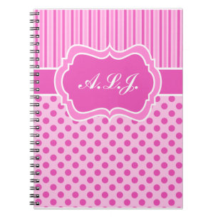 Persoonlijke roze, witte strippit poka dots notitieboek