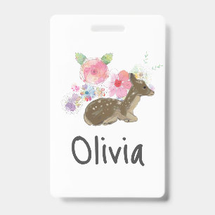 Persoonlijke Roze Woodland Bloem voor Meisjes Badge