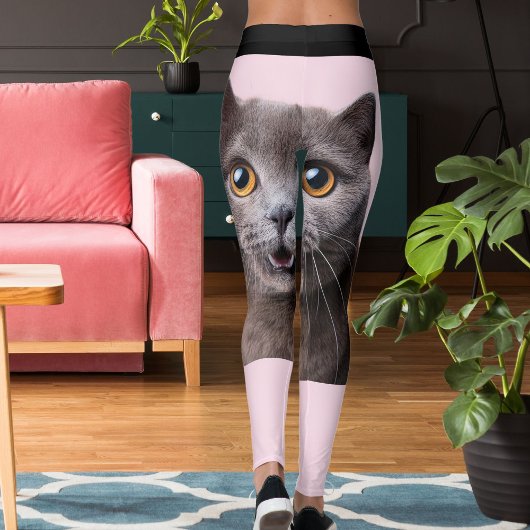 Persoonlijke Roze Zwart Gestreepte Dolle Kat Vrouw Leggings