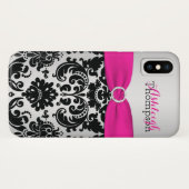 Persoonlijke roze, zwart, zilver Damask iPhone X Case-Mate iPhone Case (Achterkant (horizontaal))