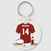 Persoonlijke Rugby Jersey in de kleedkamer Sleutelhanger (Achterkant)