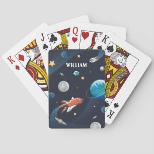 Persoonlijke ruimte shuttle maan sterren pokerkaarten