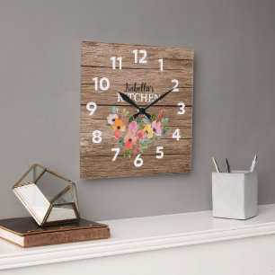 Persoonlijke Rustieke Houten En Roze Bloemenkamer Grote Klok