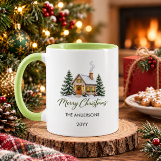 Persoonlijke Rustieke Kerstboomhut Mok