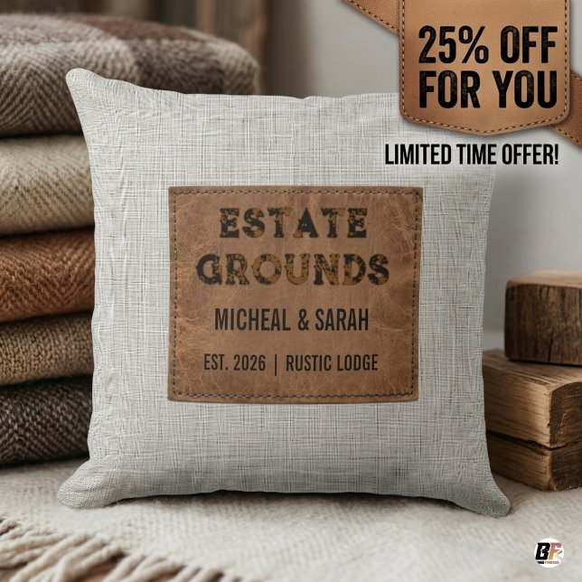 Persoonlijke Rustieke Lodge Nep Leer Patch Estat Kussen (#homedecor)