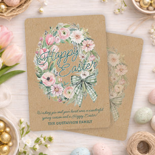 Persoonlijke Rustieke Paasbloemen - Groene Schrift Feestdagenkaart