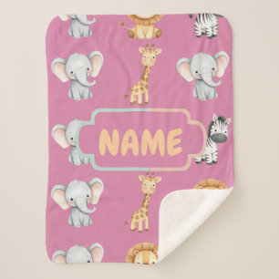 Persoonlijke Safari Dier Cute Pastel Kinderkamer Sherpa Deken