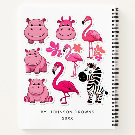 Persoonlijke safari dieren STICKERS  Notitieboek (Achterkant)