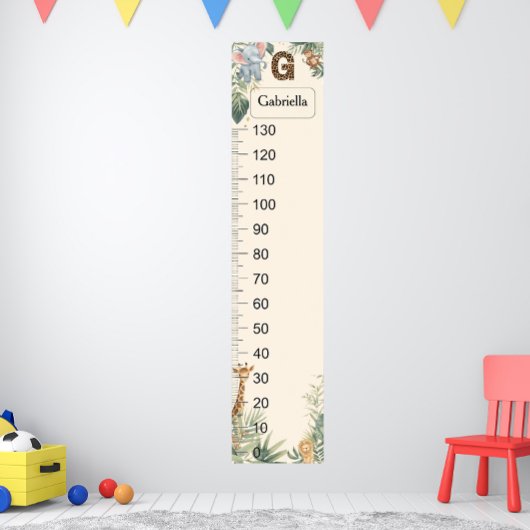 Persoonlijke Safari Groeimeter met Naam en Initiaa Poster