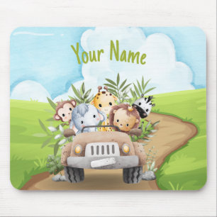 Persoonlijke Safari Truck met Mooie Baby Jungle Di Muismat