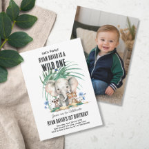 Persoonlijke Safari Wild One Foto Uitnodiging