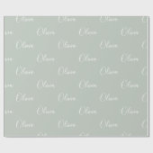 Persoonlijke Sage Green Elegant Name Cadeaupapier (Vlak)