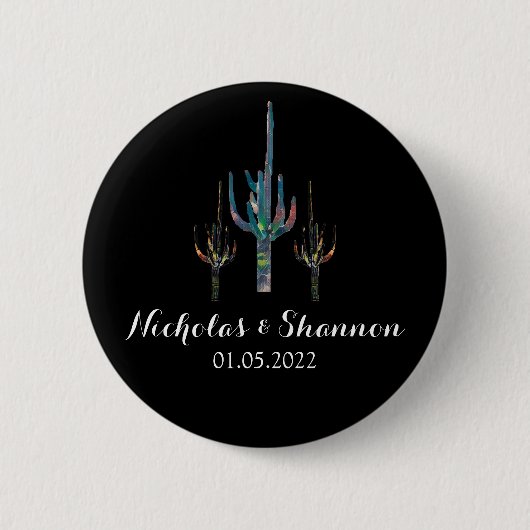 Persoonlijke Saguaro Cactus Wedding Ronde Button 5,7 Cm (Voorkant)