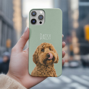 Persoonlijke saliegroene hondsfoto iPhone 15 pro case