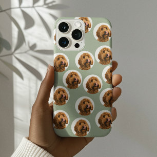 Persoonlijke saliegroene huisdierfoto iPhone 15 pro case