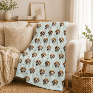 Persoonlijke saliehond foto pootpatroon fleece deken