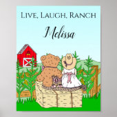 Persoonlijke Schattige Cowgirl en Teddybeer op Ran Poster (Voorkant)
