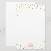 PERSOONLIJKE schattige glamoureuze gouden koraal m Briefpapier (Voorkant / Achterkant)