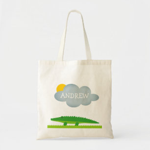 Persoonlijke schattige groene krokodille canvas ta tote bag