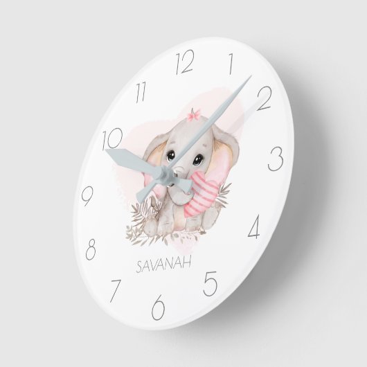 Persoonlijke schattige meisje roze ronde klok (Hoek)