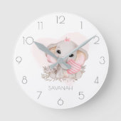 Persoonlijke schattige meisje roze ronde klok (Voorkant)