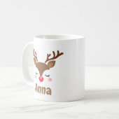Persoonlijke schattige rendierkerst koffiemok (Voorkant links)