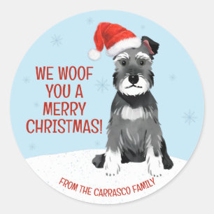 Persoonlijke Schnauzer met Kerstman Hoed Kerstmis Ronde Sticker