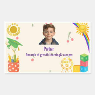 Persoonlijke school document sticker voor kinderen