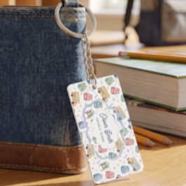 Persoonlijke schoolbus-sleutelhanger, naam en klas sleutelhanger