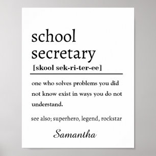 Persoonlijke schoolsecretaresse muurkunst poster