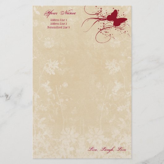 Persoonlijke schrijfbriefhoofd, vlinder briefpapier (Voorkant)