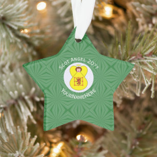 Persoonlijke Scot Lion Angel Kerstmis Vlag Ornament