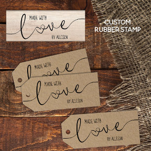 Persoonlijke scriptletters gemaakt met liefde 	rubberstempel