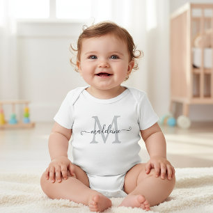 Persoonlijke scriptnaammonogram zilvergrijs romper