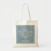 Persoonlijke Scrolls Wedding Party Bag in Blauw Tote Bag (Voorkant)