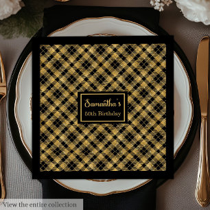 Persoonlijke servetten Zwart Goud Elegant Verjaard