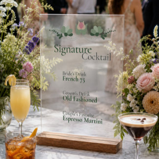 Persoonlijke Signature Cocktail Bruiloftsbar Acryl Bord
