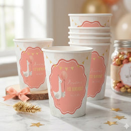 Persoonlijke Silly Goose 1e verjaardagsfeestbekers Papieren Bekers