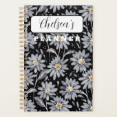 Persoonlijke Silver Daisies op zwart Planner (Voorkant)