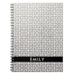 Persoonlijke Silver Foil en White Greek Key Notitieboek