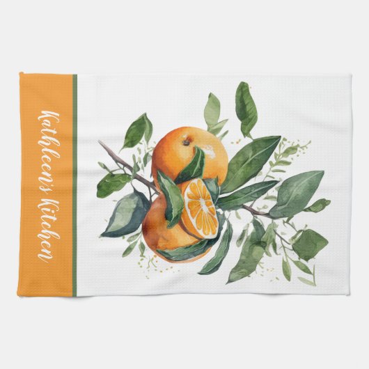 Persoonlijke Sinaasappels Fruit Groen Theedoek (Horizontaal)