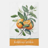 Persoonlijke Sinaasappels Fruit Groen Theedoek (Verticaal)