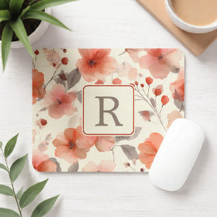 Persoonlijke sjabloon voor monogram met mooie bloe muismat