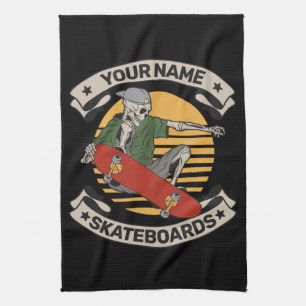 Persoonlijke Skateboard Neus Greep Skelet Skater Theedoek