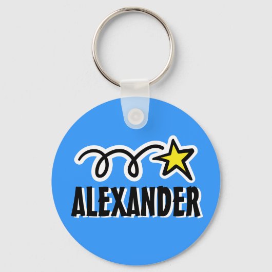 Persoonlijke sleutelhanger voor jongen | Blauw met (Voorkant)