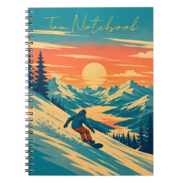 Persoonlijke Sneeuwboard Berg Zonsondergang Aangep Notitieboek