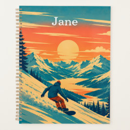 Persoonlijke Sneeuwboard Berg Zonsondergang Aangep Planner