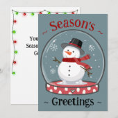 Persoonlijke Sneeuwbol Sneeuwman Vakantie Plat Kaa Feestdagenkaart (Voorkant / Achterkant)