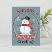 Persoonlijke Sneeuwbol Sneeuwman Vakantie Plat Kaa Feestdagenkaart (Staand voorkant)